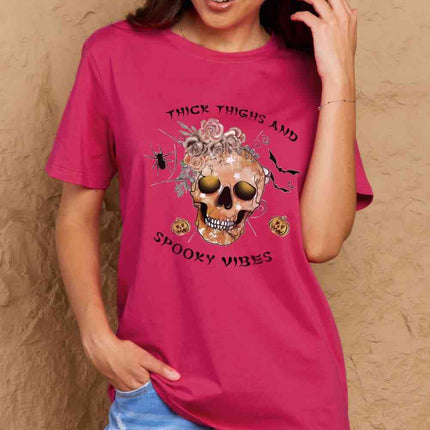 Simply Love Full Size THICK THIGHS AND SPOOKY VIBES Graphic Cotton T-Shirt