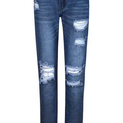 Women's Solid Zip-Fly Shredded Skinny Jeans