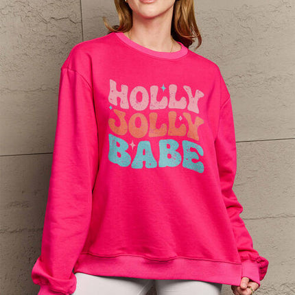 Simply Love Full Size HOLLY JOLLY BABE Long Sleeve Sweatshirt