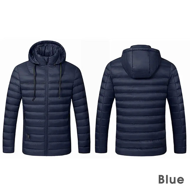 Color: Blue, Size: XL - Heated cotton smart electric down jacket