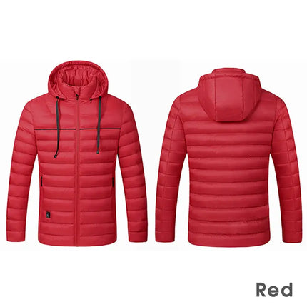 Color: Rojo, Talla: M - Chaqueta de plumón eléctrica inteligente de algodón con calefacción