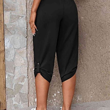 Full Size Roll-Tab Capris Pants