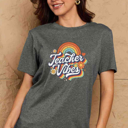 Simply Love Full Size TEACHER VIBES Graphic Cotton T-Shirt