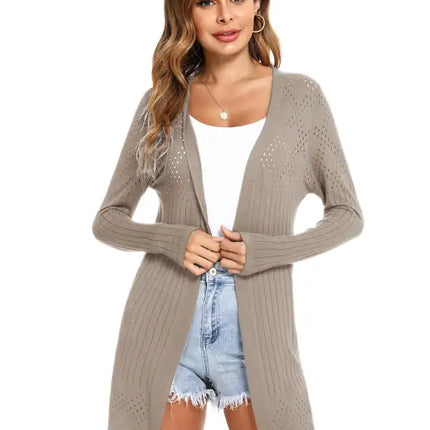 Cárdigan de manga larga de punto abierto para mujer 