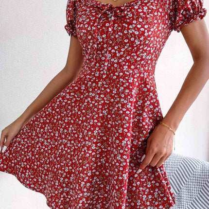 Ditsy Floral Drawstring A-Line Dress
