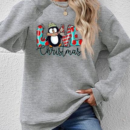 LIVE CHRISTMAS Drop Shoulder Round Neck Sweatshirt