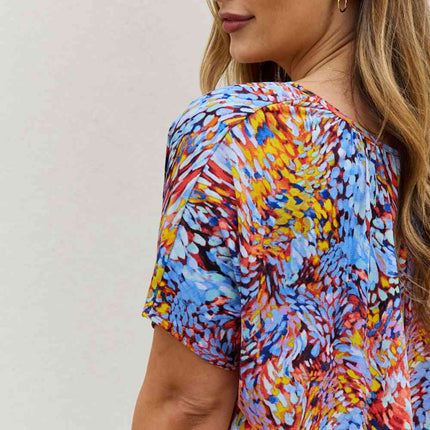 Be Stage Full Size Printed Dolman Flowy Top