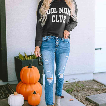 COOL MOM CLUB Round Neck Short Sleeve Sweatshirt