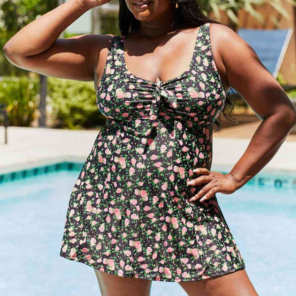 Marina West Swim Full Size Clear Waters Swim Dress in Black Roses