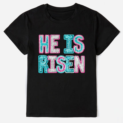 HE IS RISEN Sequin Round Neck T-Shirt