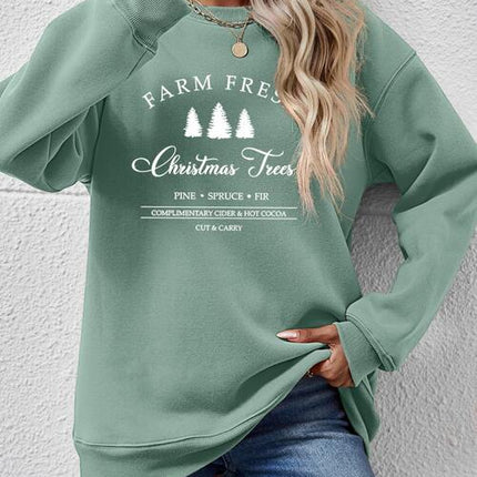 Graphic Round Neck Dropped Shoulder Sweatshirt