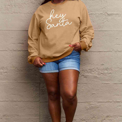 Simply Love Full Size HEY SANTA Graphic Sweatshirt