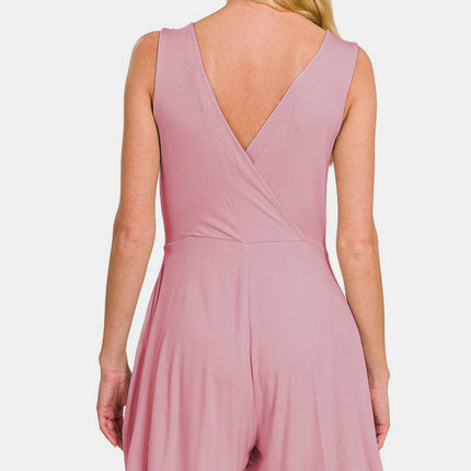Zenana Surplice Neckline Sleeveless Romper
