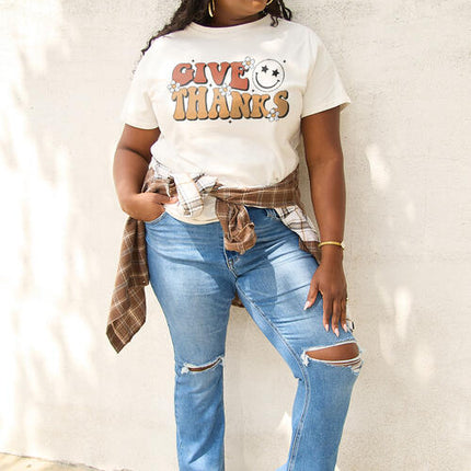 Simply Love Full Size GIVE THANKS Short Sleeve T-Shirt