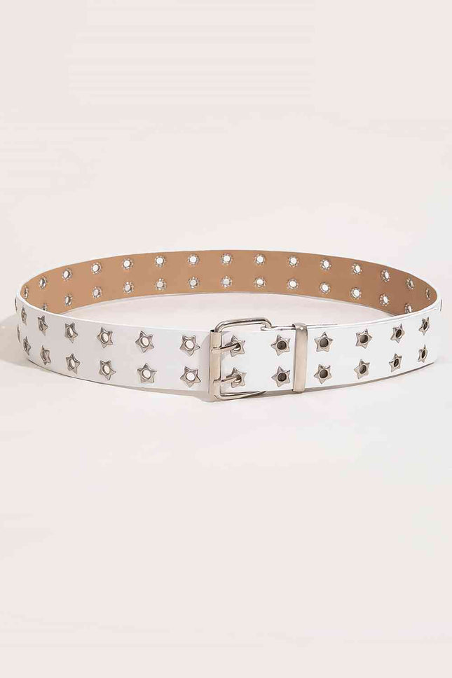 Double Row Star Grommet PU Leather Belt