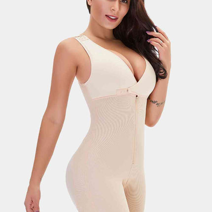 Full Size Lace Trim Shapewear with Zipper