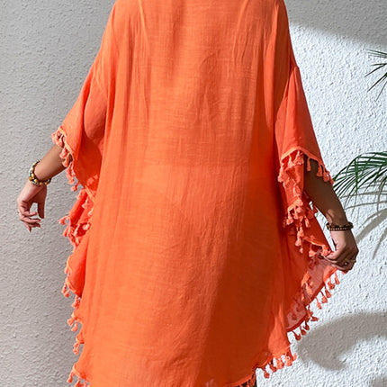 Tassel Cutout Scoop Neck Cover-Up Dress