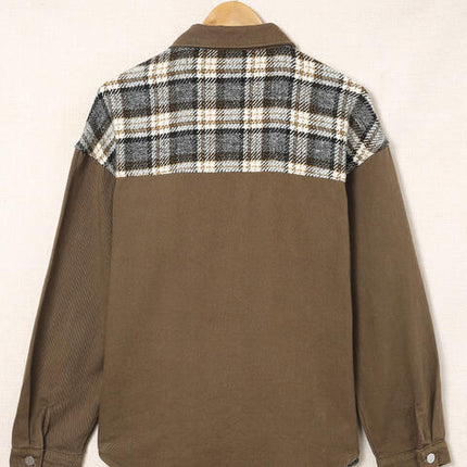 Plaid Collared Denim Jacket