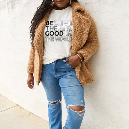 Simply Love Full Size BELIEVE THERE IS GOOD IN THE WORLD Short Sleeve T-Shirt