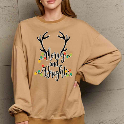 Simply Love Full Size MERRY AND BRIGHT Graphic Sweatshirt