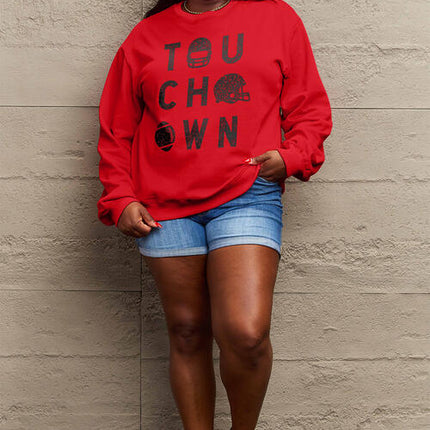 Simply Love Full Size TOUCHDOWN Long Sleeve Sweatshirt