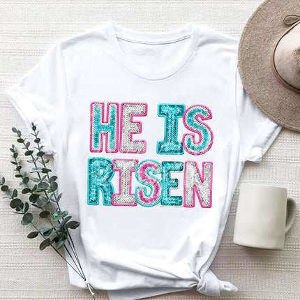 HE IS RISEN Sequin Round Neck T-Shirt
