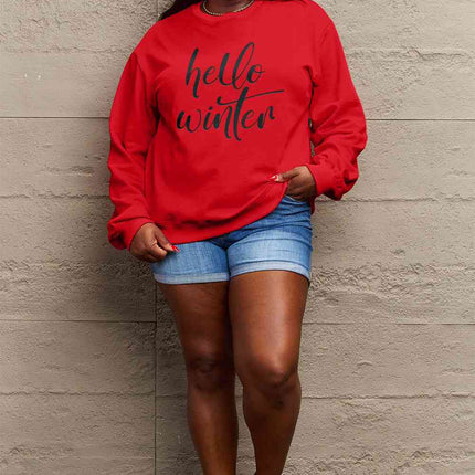Simply Love Full Size HELLO WINTER Graphic Sweatshirt