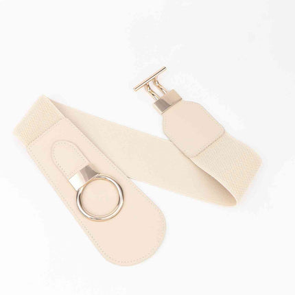 PU Elastic Wide Belt with Alloy Buckle