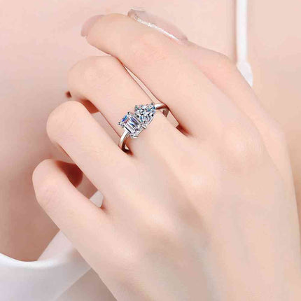 Rhodium-Plated 2 Carat Moissanite Ring