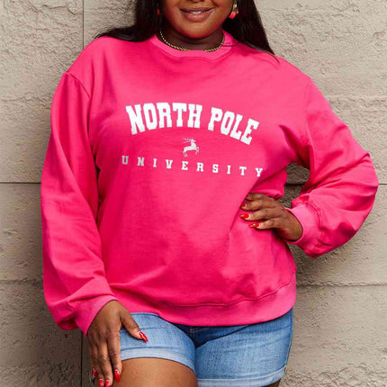 Simply Love Full Size NORTH POLE UNIVERSITY Graphic Sweatshirt
