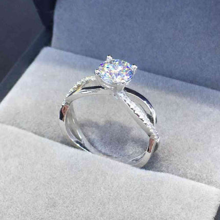 2 Carat Moissanite Crisscross 925 Sterling Silver Ring