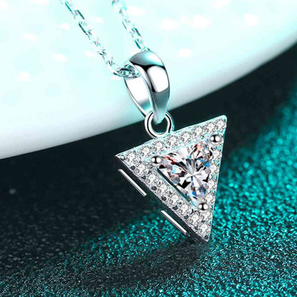 925 Sterling Silver Triangle Moissanite Pendant Necklace