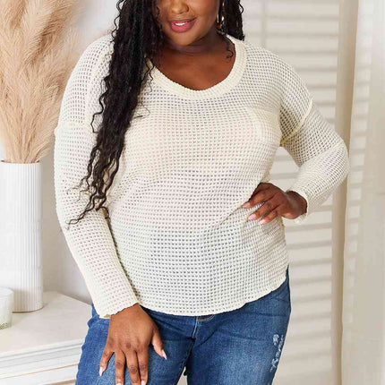 Culture Code Full Size Scoop Neck Patch Pocket Top