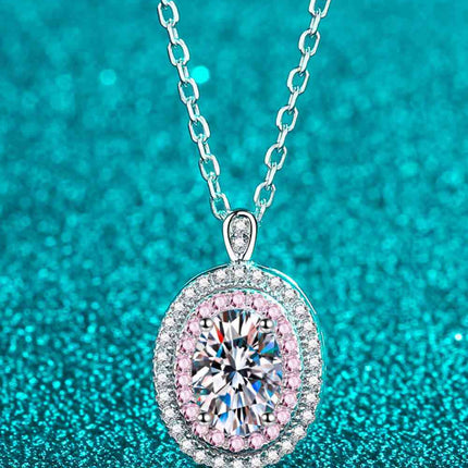 Adored 925 Sterling Silver Rhodium-Plated 1 Carat Moissanite Pendant Necklace