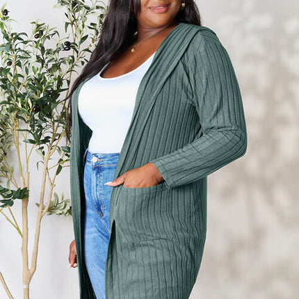 Basic Bae Full Size Hooded Sweater Cardigan - Vickie Lynn's