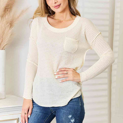 Culture Code Full Size Scoop Neck Patch Pocket Top