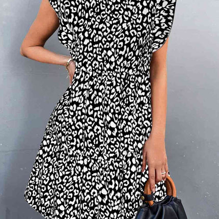 Leopard Round Neck Mini Dress