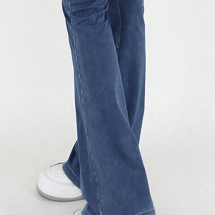 Wide Waistband Bootcut Jeans with Pockets