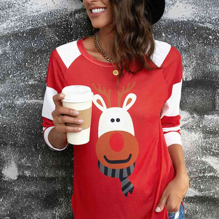 Reindeer Graphic Raglan Sleeve T-Shirt