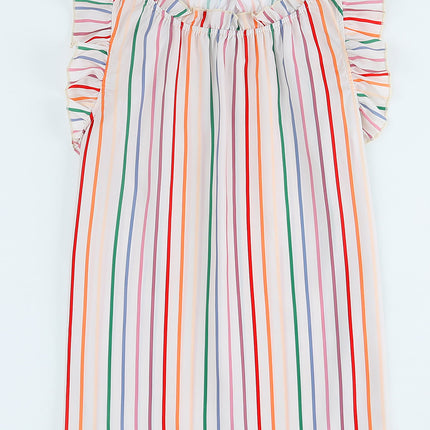 Striped Cap Sleeve Blouse