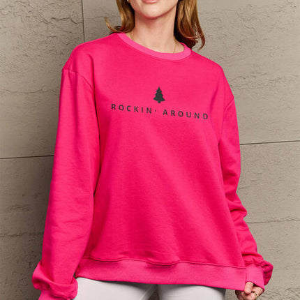 Simply Love Full Size ROCKIN AROUND  Long Sleeve Sweatshirt