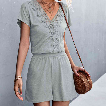 Lace Trim V-Neck Romper