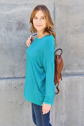 Basic Bae Full Size Round Neck Dropped Shoulder T-Shirt - Vickie Lynn's