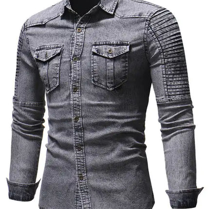 Men's Fashion Patchwork Denim Shirt