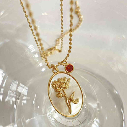 Flower Shell Pendant Copper Necklace