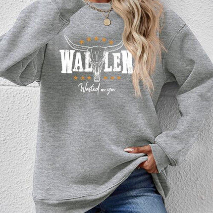 Graphic Round Neck Dropped Shoulder Sweatshirt
