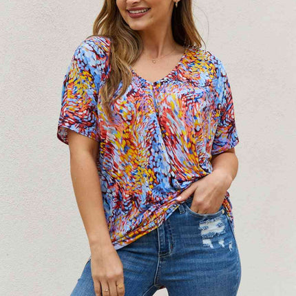 Be Stage Full Size Printed Dolman Flowy Top