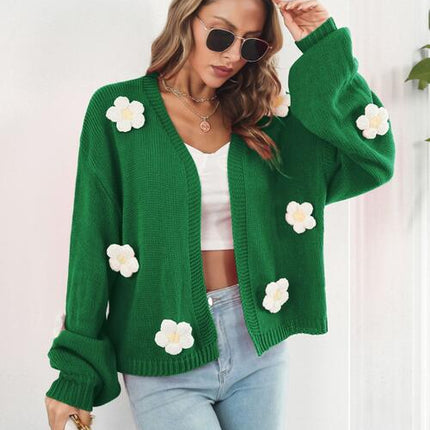 Floral Open Front Long Sleeve Cardigan