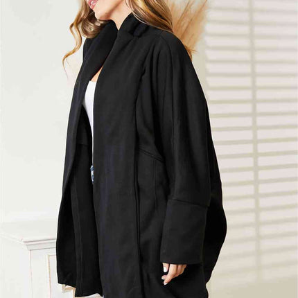 HEYSON Full Size Open Front Cardigan with Scarf Design