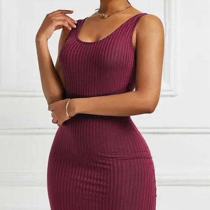 Women's Plus Size Solid Color Sleeveless Dress